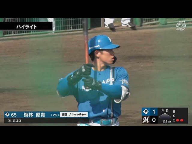 【ファーム】4月1日 マリーンズ対ファイターズ ハイライト