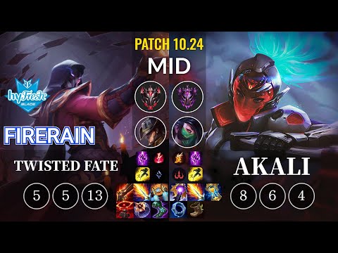 hyF FireRain Twisted Fate vs Akali Mid - KR Patch 10.24