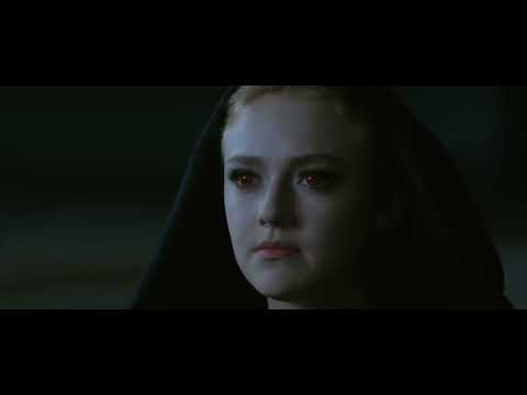 Official Eclipse trailer thumbnail: Bella, Edward and Jacob framed against stormy skies, hinting at triangle and war