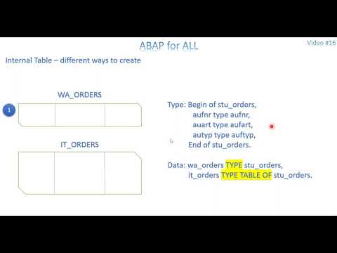 Video 16: ABAP - Internal Table Part 1