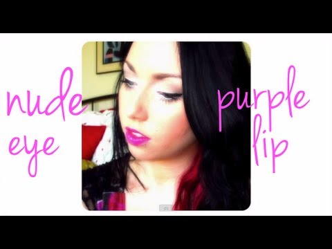 Nude Eye & Bold Purple Lip ! a tutorial.