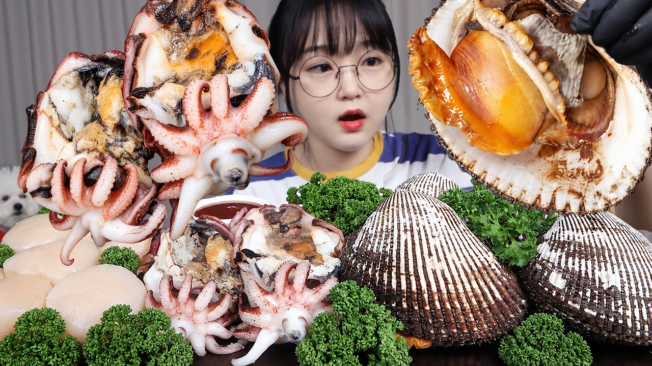 오늘은 해산물 파티💕갑오징어 피조개 관자회 먹방 Cuttlefish, Blood Cockles & Fresh Scallops Mukbang ASMR
