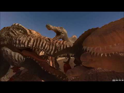 50 SPİNOSAURUS VS 50 T-REX + Cannon + Laser + Mini Gun + Bomb