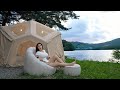 Inflatable Tent Camping By The Riverside Nature Sounds ASMR