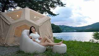 Download lagu Inflatable Tent Camping by the Riverside | Nature Sounds ASMR mp3