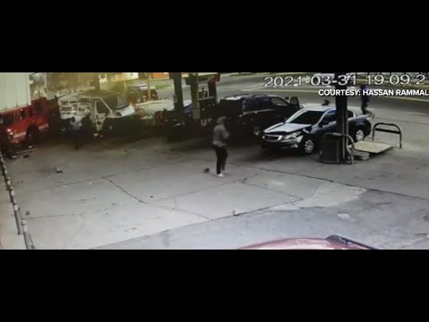 Fire truck crashes into gas station on Detroit's east side