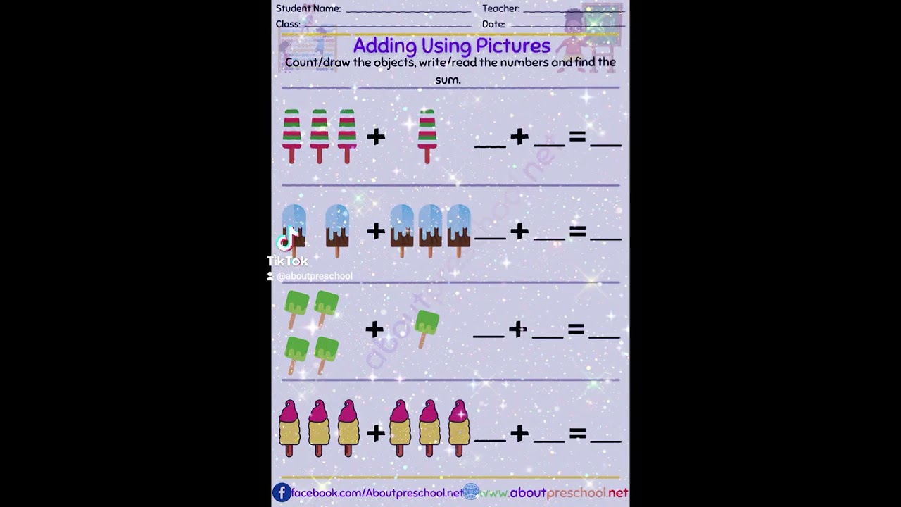 Addition worksheets Kindergarten Grade1 #preschool #mathactivities #kindergarten