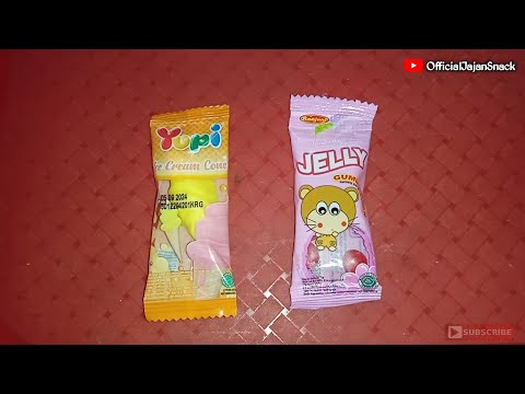 ASMR Opening Yupi Ice Cream vs Ranjani Jelly Gummy Bean Pink