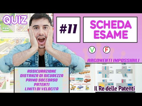 SCHEDA ESAME #11- ASSICURAZIONE, DISTANZA DI SICUREZZA, PRIMO SOCCORSO, PATENTI, LIMITI DI VELOCITA'