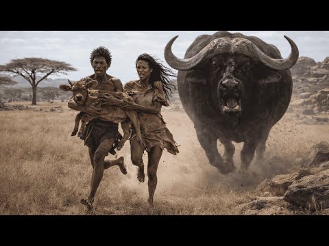 Life 1.6M Years Ago: Homo Erectus vs Prehistoric Wild Buffalo – A Fight for Survival