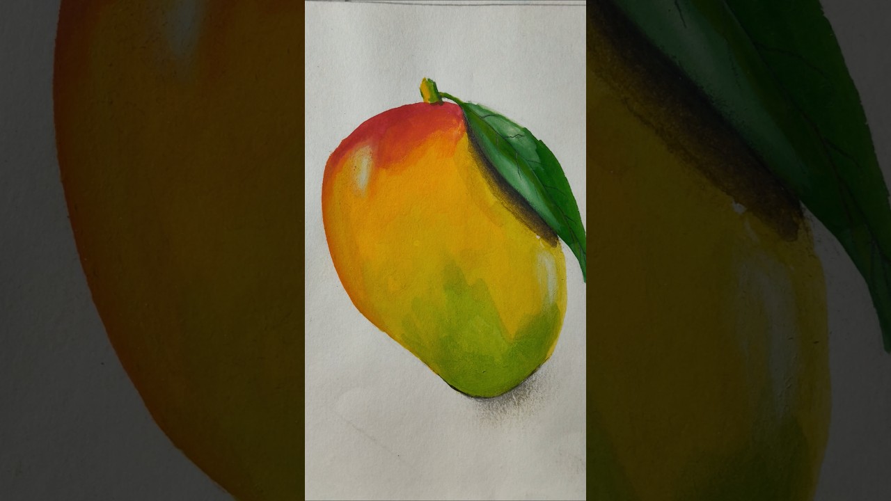 🥭 Realistic Mango Drawing & Watercolor Painting | Easy Fruit Art for Beginners 🎨✨