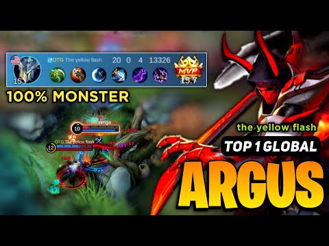 Argus Best Build 2023 [ Argus Top 1 Global Gameplay ] the yellow flash - Mobile Legends