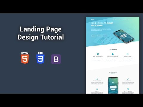 Build a landing page using HTML, CSS & Bootstrap 4