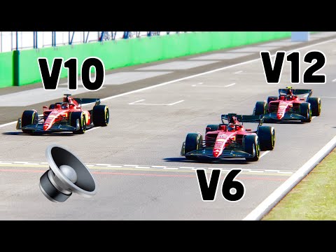 Ferrari F1 2022 vs Ferrari F1 2022 with V10 - V12 Engine at Monza (EPIC RACE)