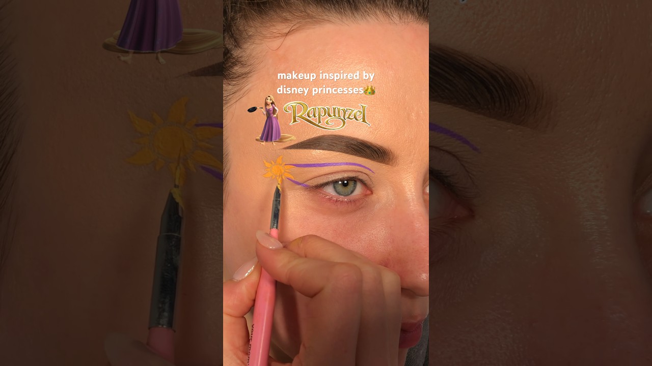 makeup inspired by disney princesses - rapunzel, tangled🦎✨ #makeup #disney