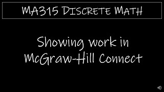 MA315: Showing Work in McGraw-Hill Connect