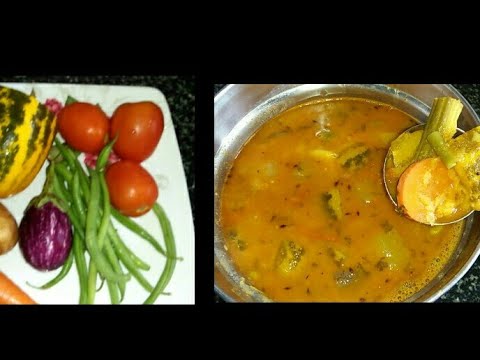 Mix Vegetable Sambar / How To Make Mix Veg Sambar Recipe In Kannada Video