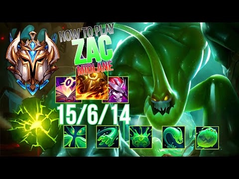 TOP 1 CHALLENGER Guides How to Play Zac Mid & Carry + Best Build/Runes Season 12