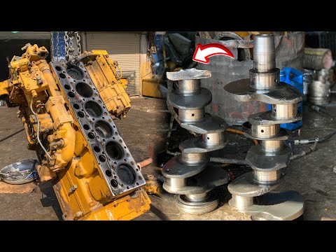 Rebuilding the CAT 3306 Engine because the Crankshaft is Broken || Repairing Diesel Engine