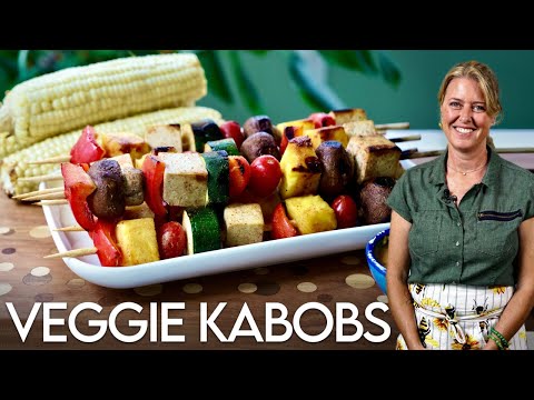 Taste of Summer! Vegan Marinated Tofu Kabobs w/ Spicy Peanut Sauce