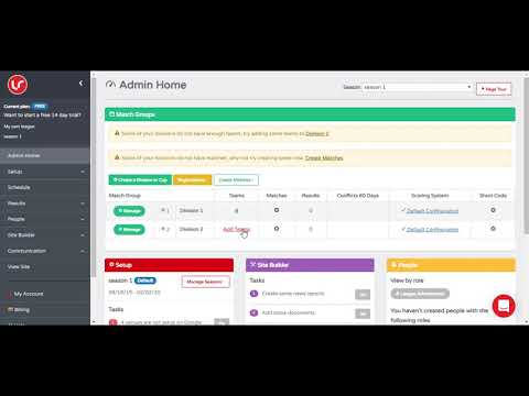 How to set up a sports league with 2 divisions in 5 minutes
