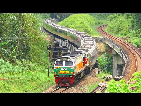 KERETA API PANJANG‼️ MENEMUKAN 21 KERETA API MELINTAS DI TIKUNGAN DAN JEMBATAN