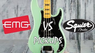 Video thumbnail for SQUIER PRECISION BASS - Stock VS EMG P Pickups by Rock Factory
