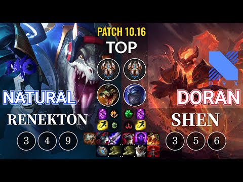 DMO Natural Renekton vs DRX Doran Shen Top - KR Patch 10.16