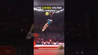 Do You Think She Deserved That Score?😳 #gymnastics #olympics #vault #fail #gymnast #sports