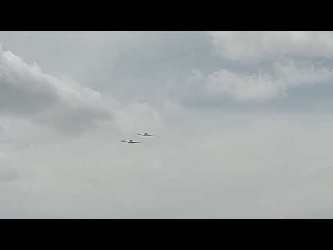 Douglas AD-4N Skyraider and FG-1D Corsair 2-ship flying over at Cape May Airport KWWD 8/31/2025 