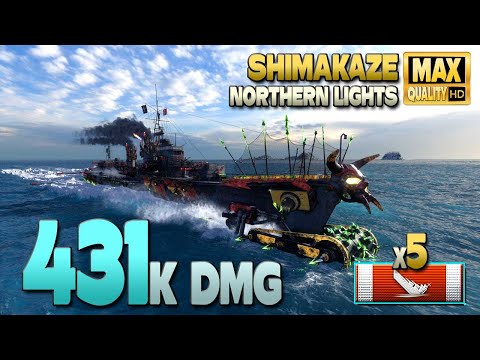 Destroyer Shimakaze: 431k on map Northern Lights - World of Warships