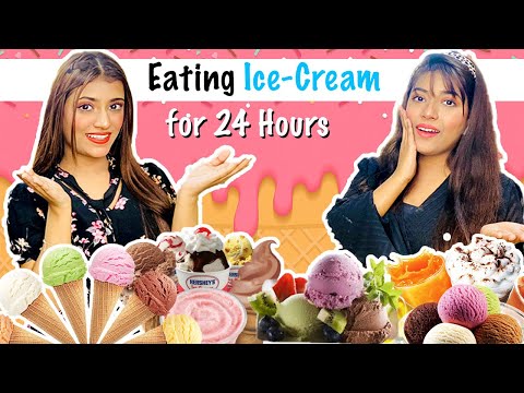 Eating Ice Cream For 24 HOURS Challenge + GIVEAWAY Ft. Samreen Ali | Mahjabeen Ali