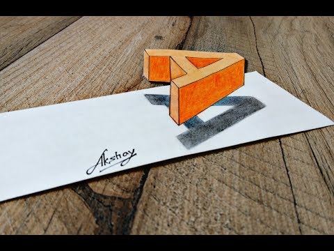 How To Draw 3d Floating Letter "A" -3D Trick Art On Paper  - Drawing 3D Letter