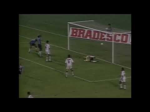 Em 1996, jogadores do Grêmio comemoram o título brasileiro