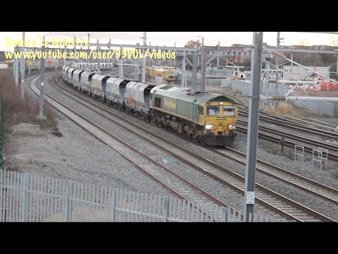 GBRf Class 66 Top N Tail 66750 & 66768, 360 EMUs, 66607 at Wellingborough Station 1st February 2022