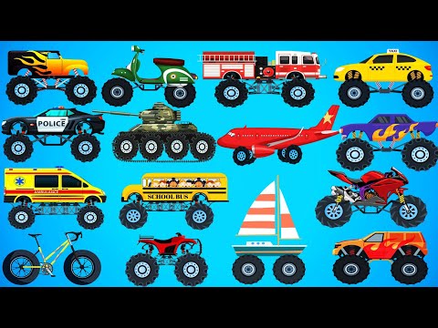 Monster Vehicles for Kids|Monster Vehicles Collection|English|Monster Emergency Vehicles #vehicles