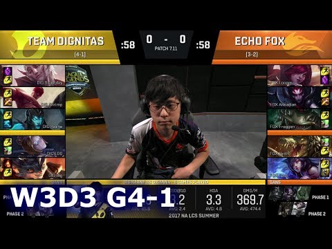 Dignitas vs Echo Fox | Game 1 S7 NA LCS Summer 2017 Week 3 Day 3 | DIG vs FOX G1 W3D3