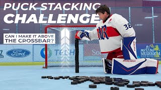 Puck Stacking Challenge | Can I make it above the crossbar? 😅