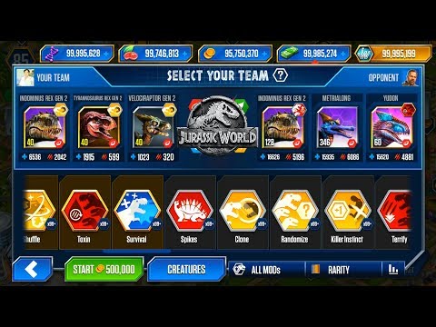 All GEN 2 INDOMINUS REX, TYRANNOSAURUS REX, VELOCIRAPTOR - JURASSIC WORLD THE GAME