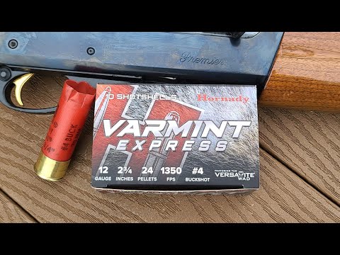 Hornady Varmint Express 12ga 2-3/4" 24 Pellet 4 Buck Test W/ Remington 11-87 & Stock Full Choke