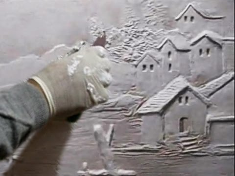 Wall art Sculpture - Houses scene and Trees