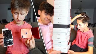 DESTROYING MY LITTLE BROTHERS IPHONE & BUYING HIM 100 NEW ONES... ($65,000)