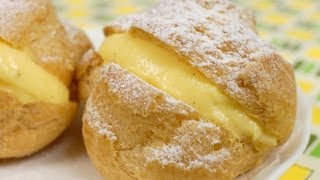 Cream Puffs with Custard Filling Recipe (Crispy Choux Créme with Pastry Cream) | Cooking with Dog