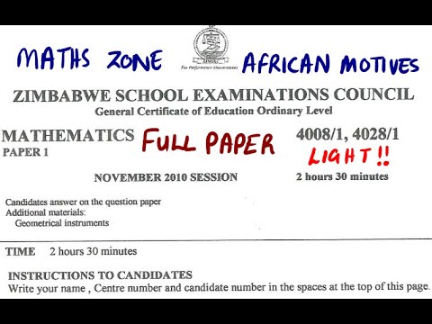 O'LEVEL MATHEMATICS NOVEMBER 2010 PAPER 1 ZIMSEC FULL PAPER @mathszoneafricanmotives
