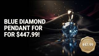 Luxuriant Lab Blue Diamond Solitaire Pendant in Platinum Silver 1.50ctw