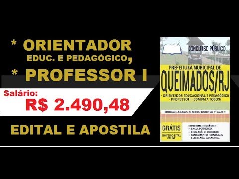 Edital Apostila Concurso Prefeitura Queimados RJ 2019 Orientador Educacional, Pedagógico, Professor