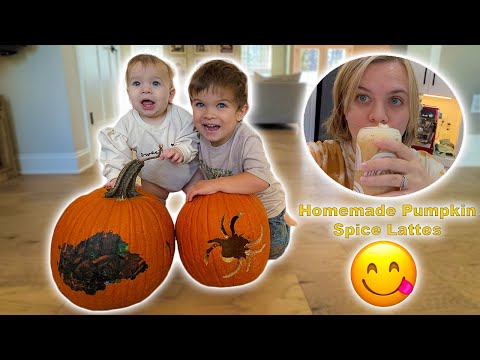 Make It Yourself PUMPKIN SPICE LATTES! ☕️ 🎃 + Carving & Painting Pumpkins W/ The Kids