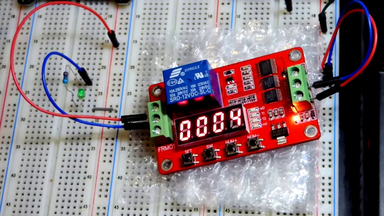 FRM01 18 function timer relay module  Function 01 programmable timed on delay demonstration