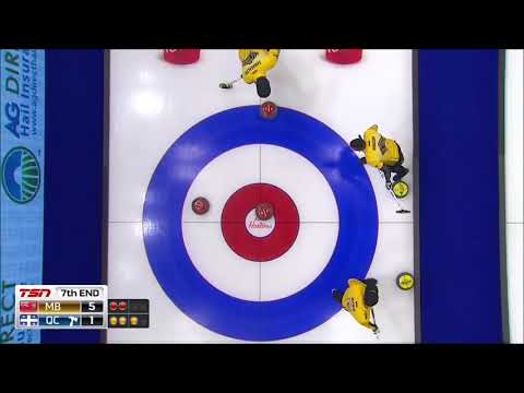 Runback double and roll-in by Reid Carruthers (2019 Brier)