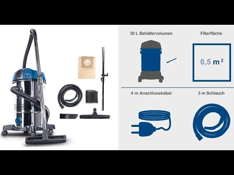 Пилосос Scheppach NTS 30 для прибирання сухого та вологого сміття з розрідженням 200 мБар - фото 1 - id-p1496225606